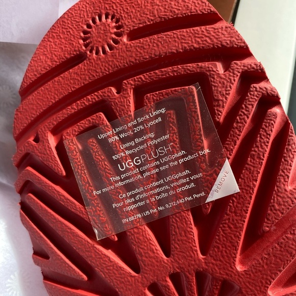 UGG CLASSIC SAMBA RED SUEDE MINI SIDE LOGO BOOTS - Picture 14 of 16